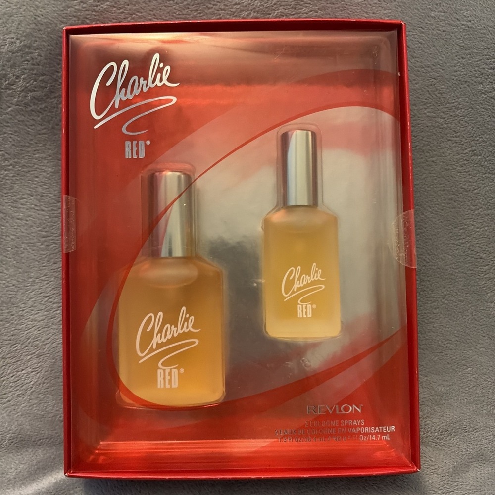 NIB 2 Bottles Of Charlie Red Spray Cologne Eau de Toilette Perfume .5 & 1.3 oz